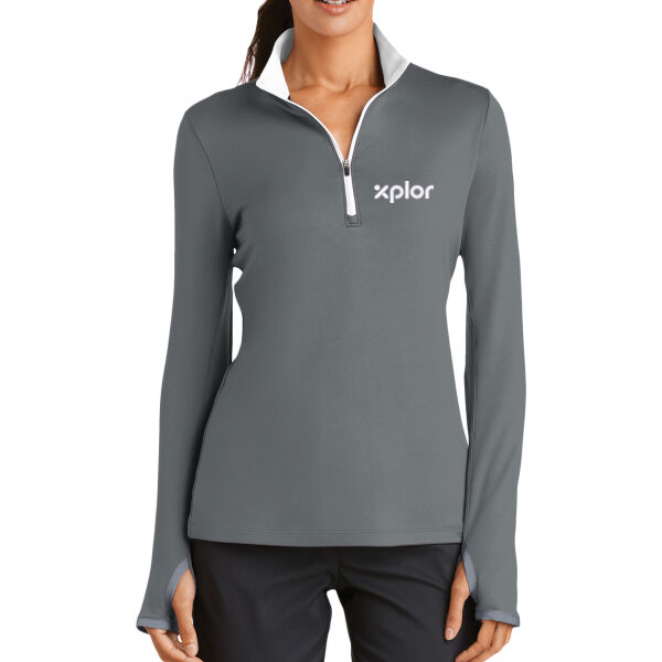 Nike Xplor Embroidered- - Ladies Dri FIT Stretch 1/2 Zip Cover Up Thumbnail