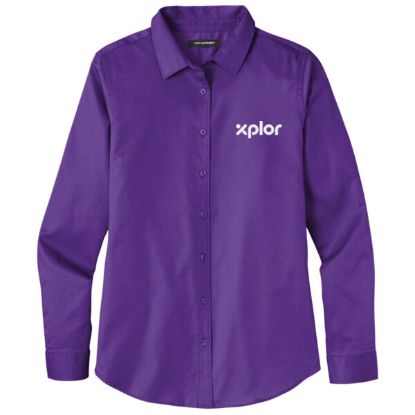 Port Authority Xplor Embroidered- - Women's Long Sleeve SuperPro React Twill Shirt Thumbnail